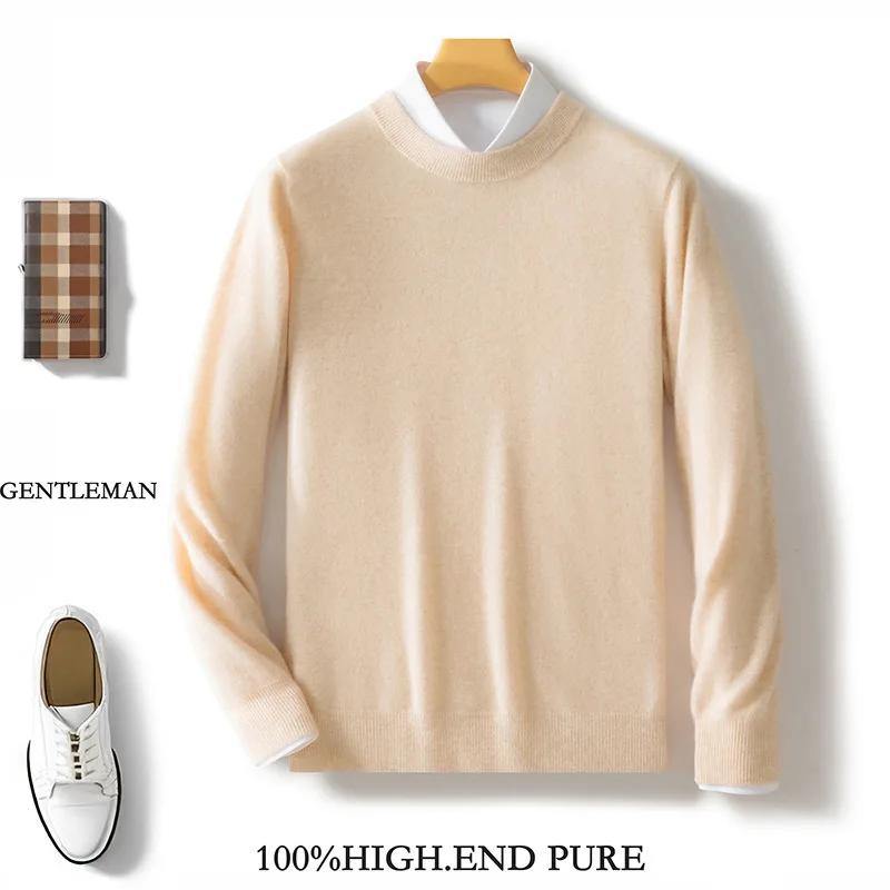 خريف شتاء جديد% رداء علوي من الصوف الرجال الجولة الرقبة بلون الأعمال سترة غير رسمية حجم كبير محبوك قاعدة الكشمير سويا #6