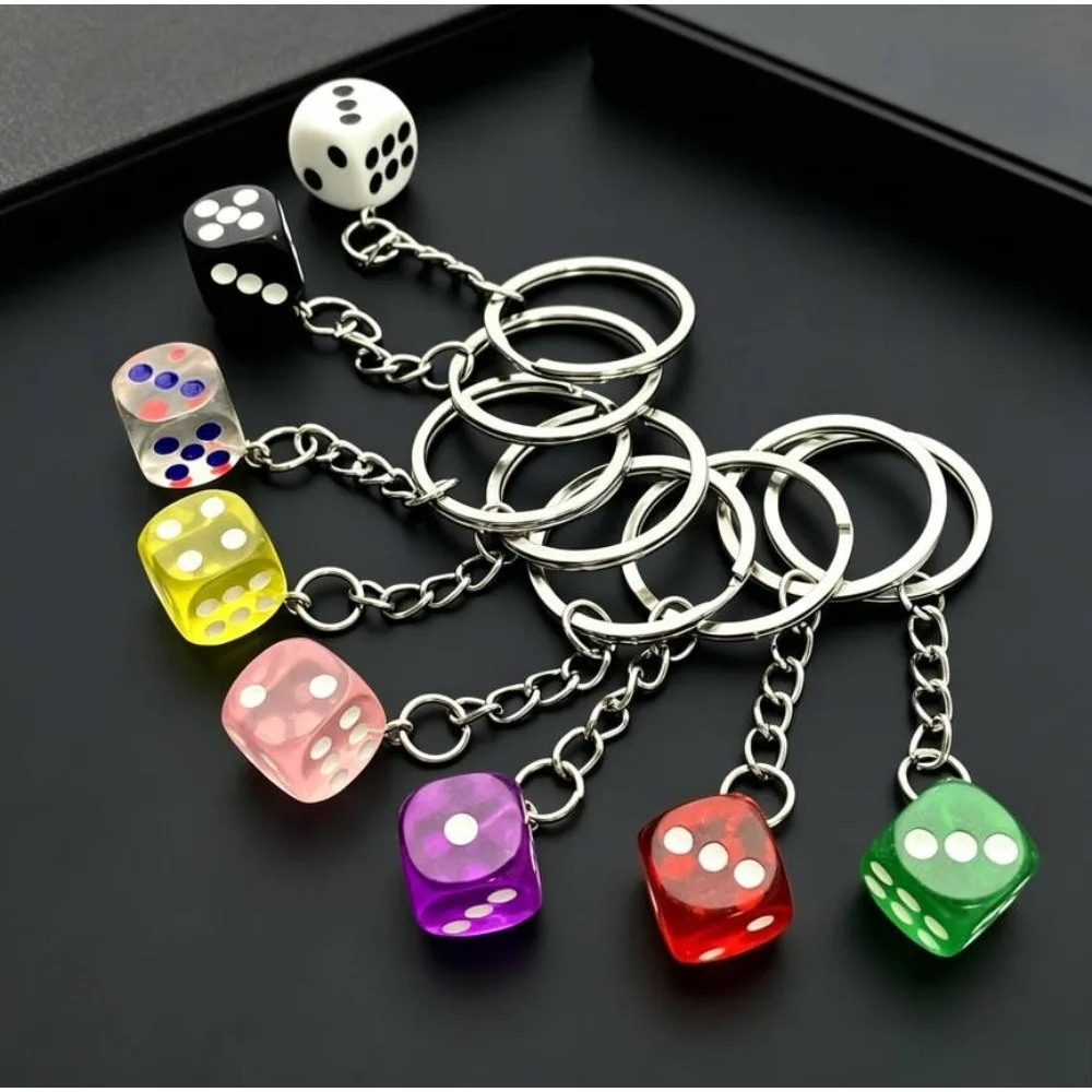 Fashion Trend Lucky Charm Simulation Dice Keychain Resin Bag Pendant Mini Pendant Bag Car Key Ring Accessories Men Women Gift