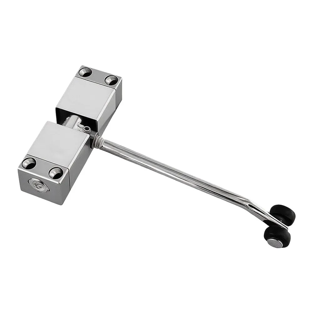 Indoor Automatic Door Closer with Adjustable Spring Mechanism Fits 20-40KG Doors Aluminum Alloy Body Silver Black