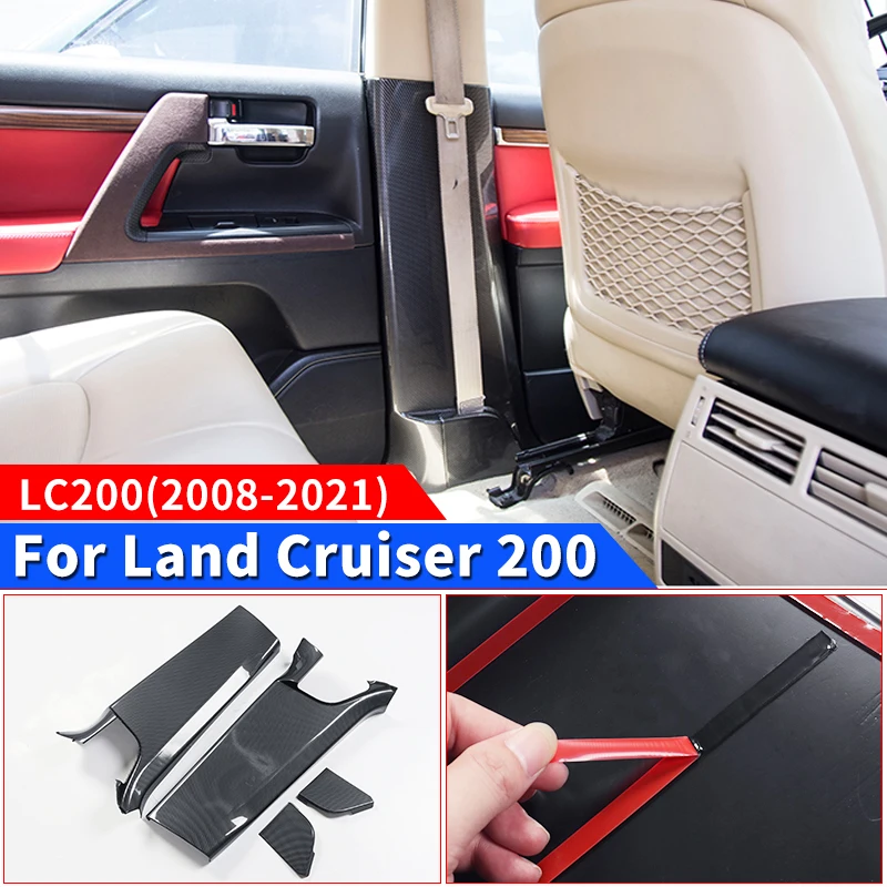 

For Toyota Land Cruiser 200 2008-2021 2020 fiber pattern Car Door B pillar Protection Cover LC200 FJ200 Interior Accessories