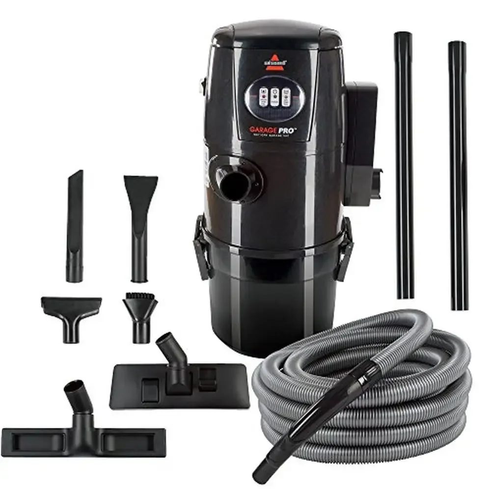 Wet Dry Car Vacuum/Blower Kit Stealth Metallic Gray 12A 7 Attachments 4 Gal Tank 32ft Hose Wall Mount Easy Install