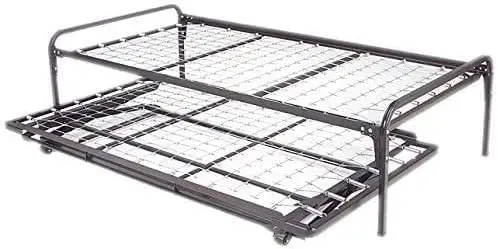 Twin Size Metal Day Bed Frame & Pop Up Trundle with Great Firm Mattresses Included Package Deal! bean bag
