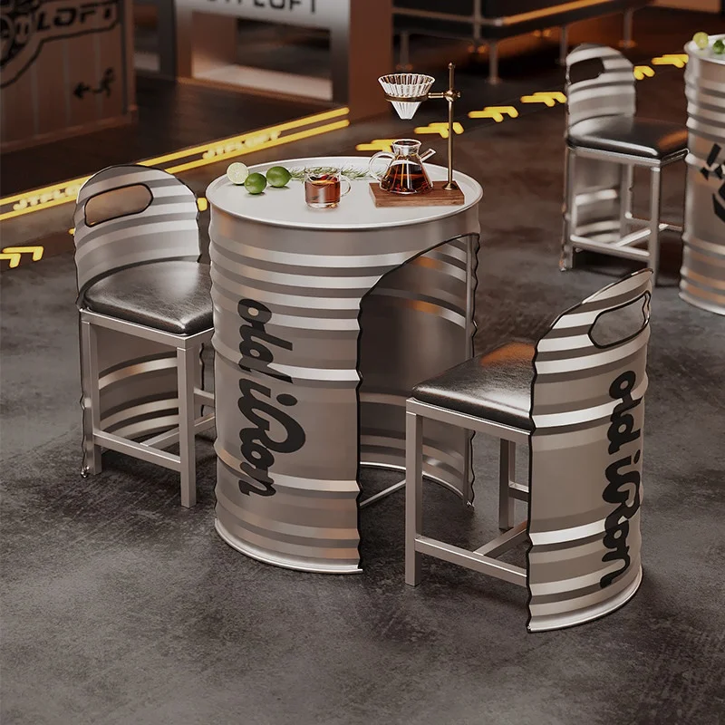 &Iron Modern Eco-Friendly Restaurant Furniture Set for Hotel Bar Cafe & Motorcycle Club-Outdoor Dining Table and Chairs