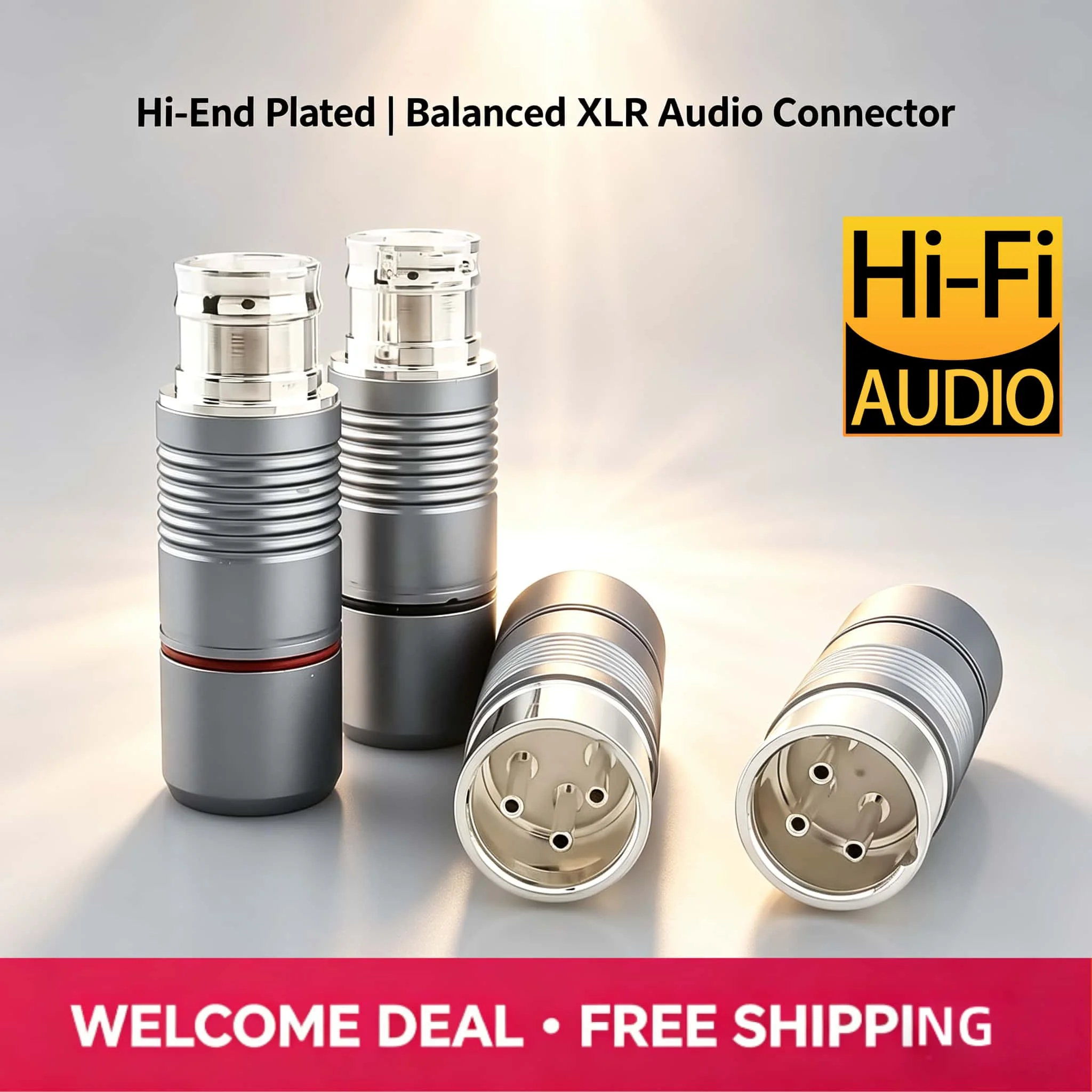 3-Pin 4PCS Silver plated Tellurium Copper XLR Male Female Connector XLR Microphone Audio Plug for HiFi Audio Amplifier Headphone