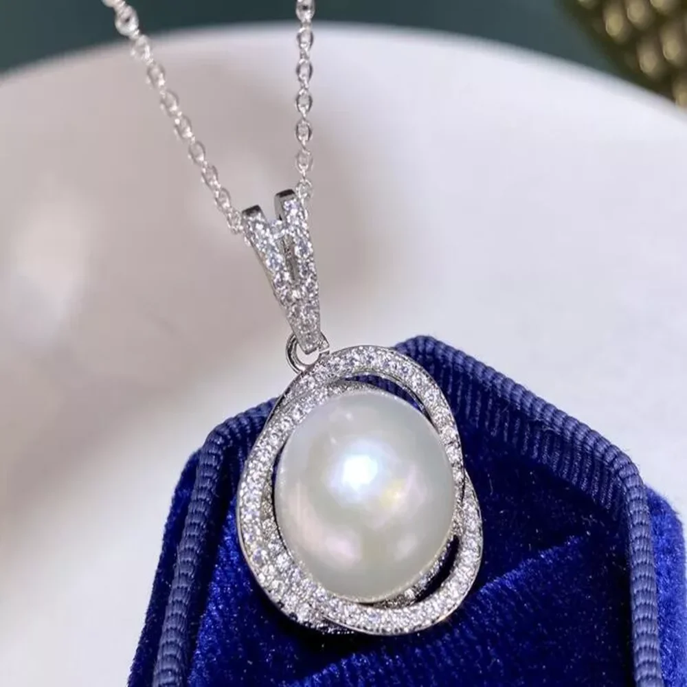 Bestselling AAA+11-12mm South Sea White Round Pearl Pendant Necklace 18 