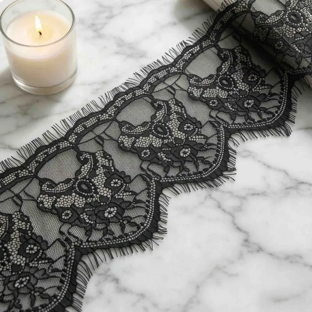 3 meters Lace Trim Ribbon Soft Texture Cuttable Floral Lace Trim 15.5cm Wide Floral Pattern Decorative Lace Edging Dress Sewing