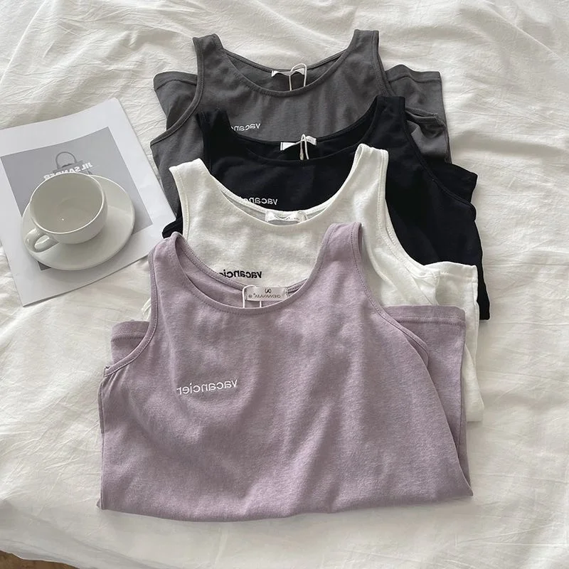 

Летний тонкий повседневный топ больших размеров для женщин, свободный модный жилет, корейский стиль, майка с круглым вырезом