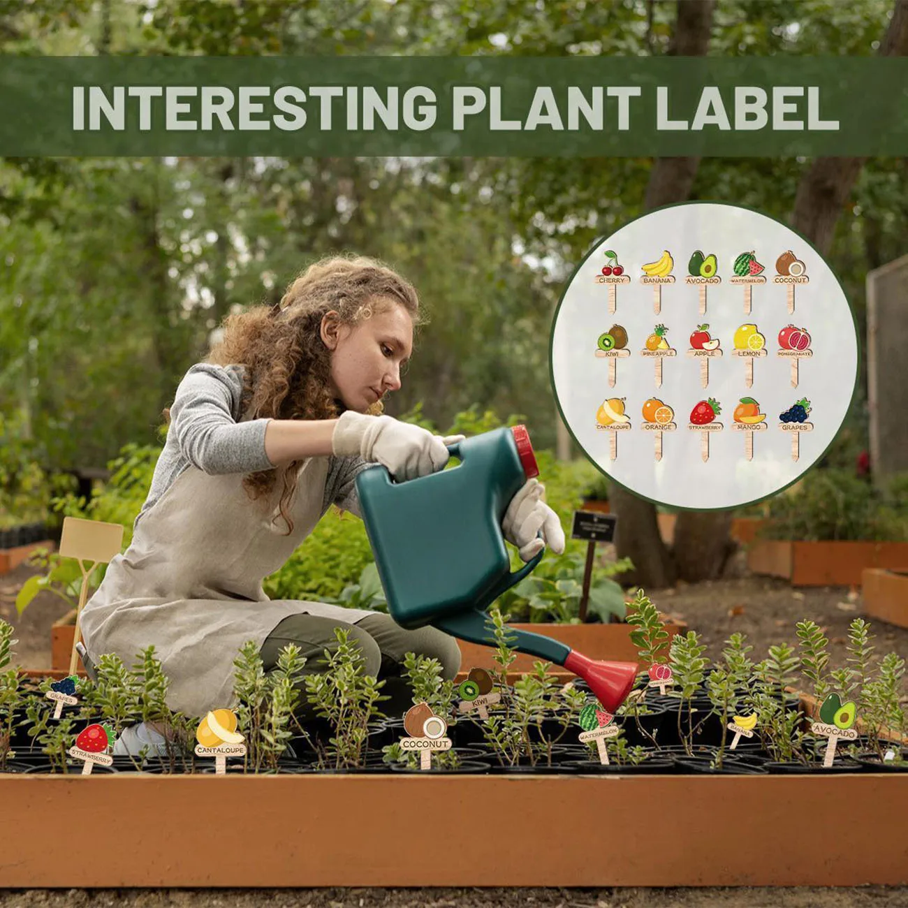 15 wooden flower pot plant labels, reusable creative vegetable labels suitable for indoor/outdoor, courtyard lawn care