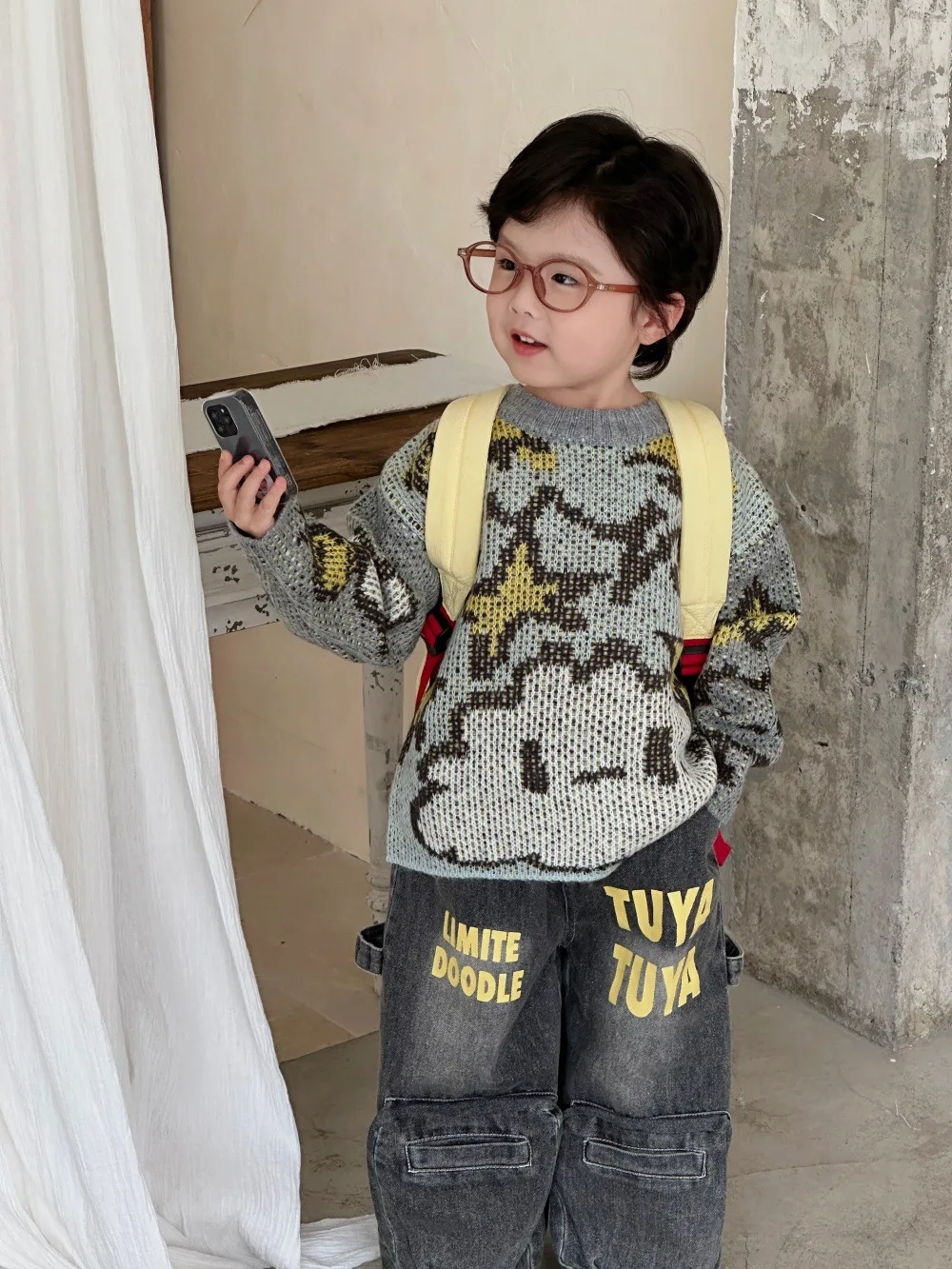 

25-летний осенний милый мультяшный мужской и женский вязаный свитер для детей