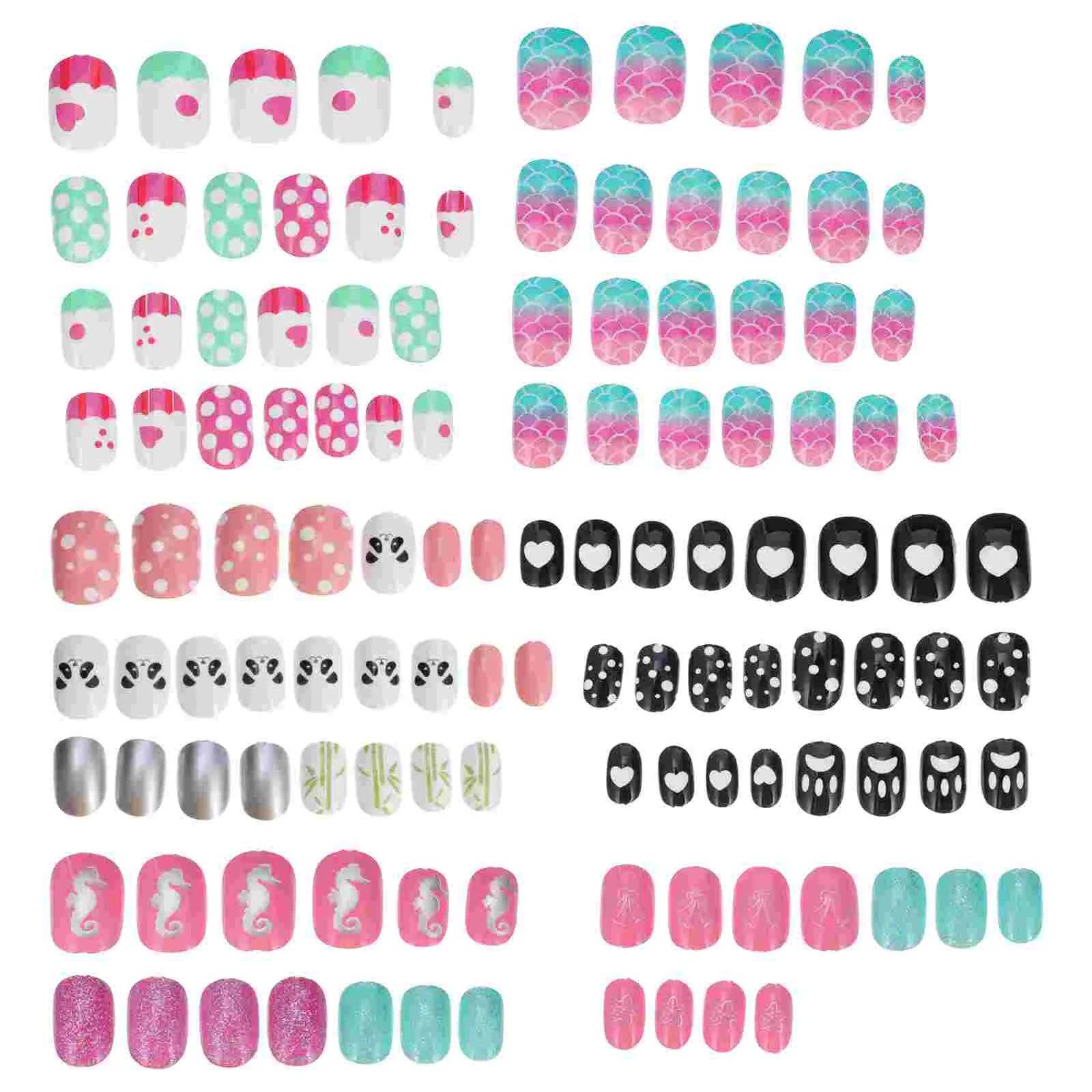 

120 Pcs Fake Nails for Kids Children's False Fingernail Set Flash 180X160X010CM Girls