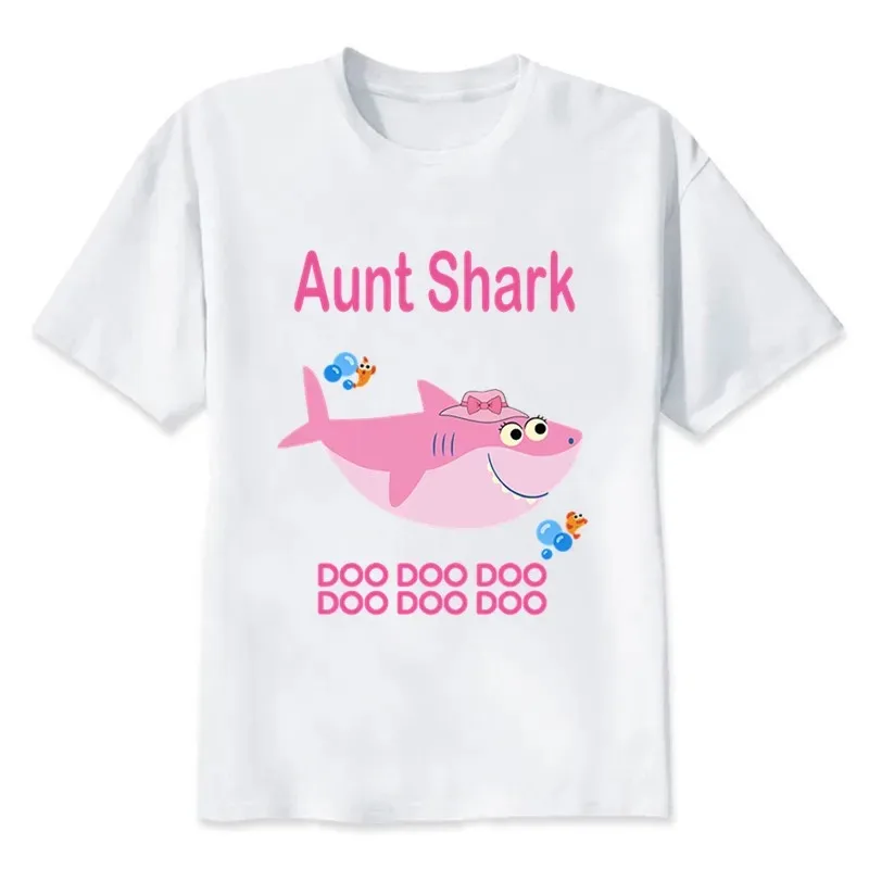 2024 Birthday Matching Family Clothing Shark T-shirt Birthday Children\'s Fun Party Family Clothing Father Mother Daughter Son