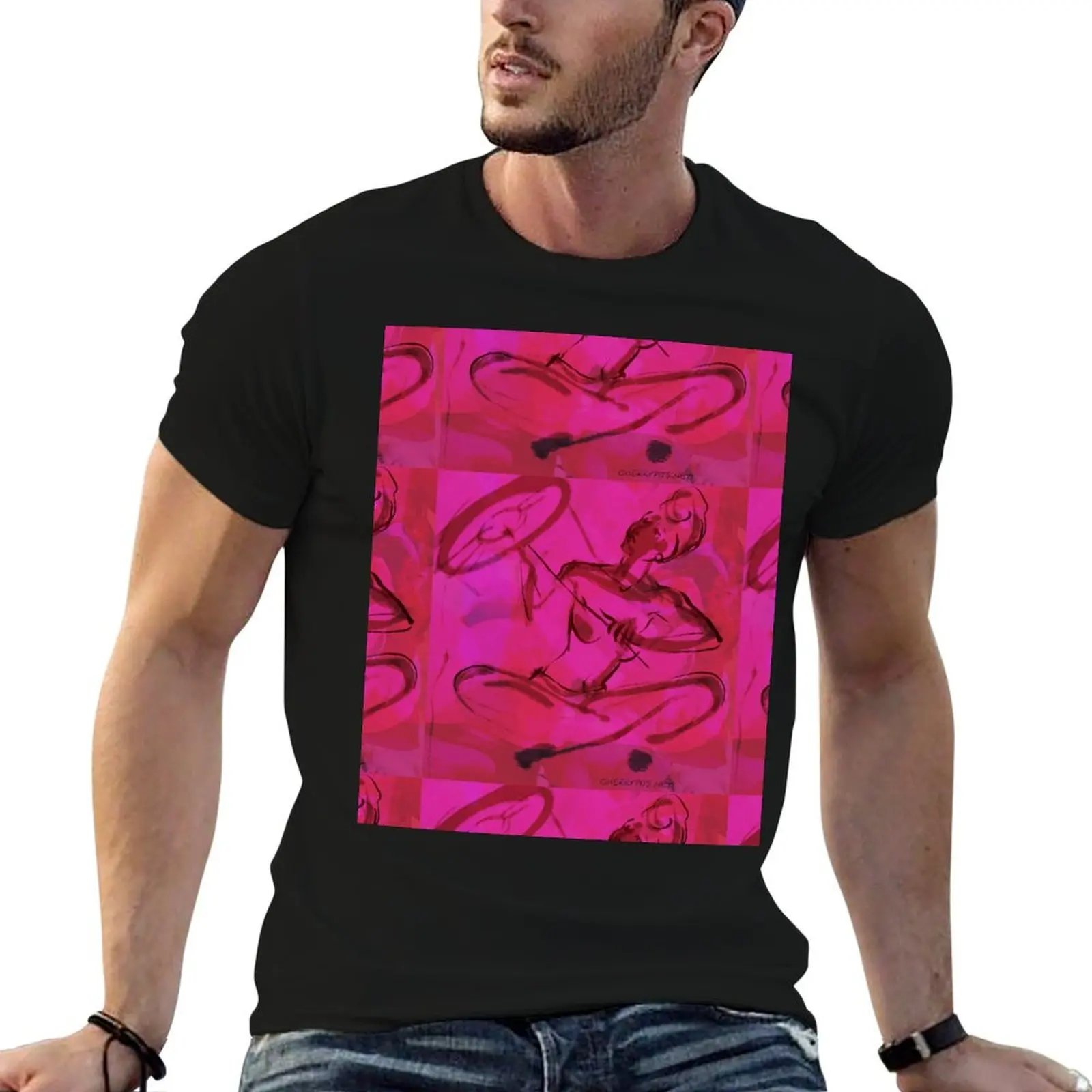 Magenta Model with Umbrella T-Shirt sublime shirts graphic tees anime t shirts kawaii clothes funny t shirts men