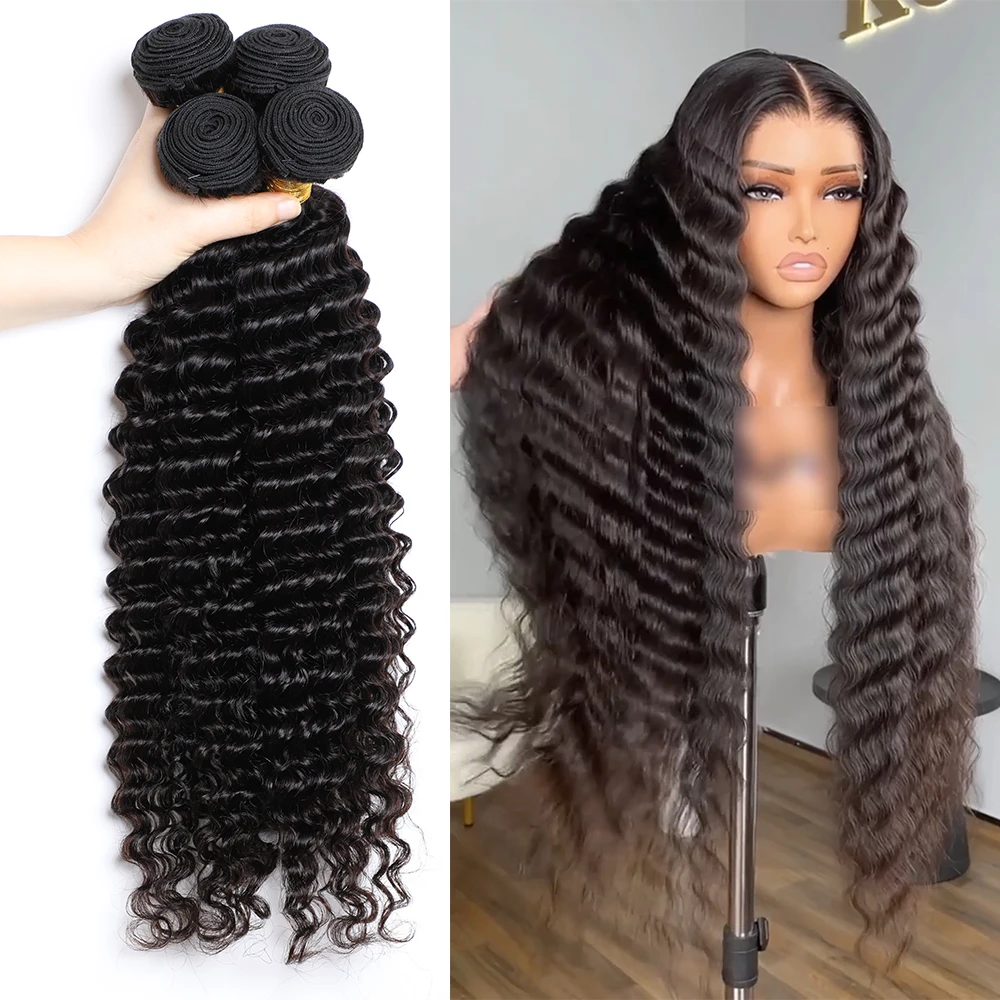 

Bulk Remy Hair 100% Human hair Deep Wave bundles Unprocessed No Weft super deals Brazilian Human Hair Bulk Extensions generous
