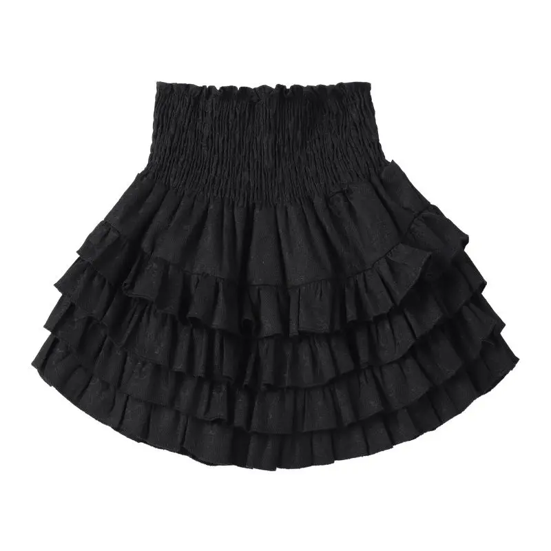 New 2026 Pure Desire High Waist Slim Cake Skirt, Girly Lace Trim, Versatile Elegant Puffy Mini Skirt