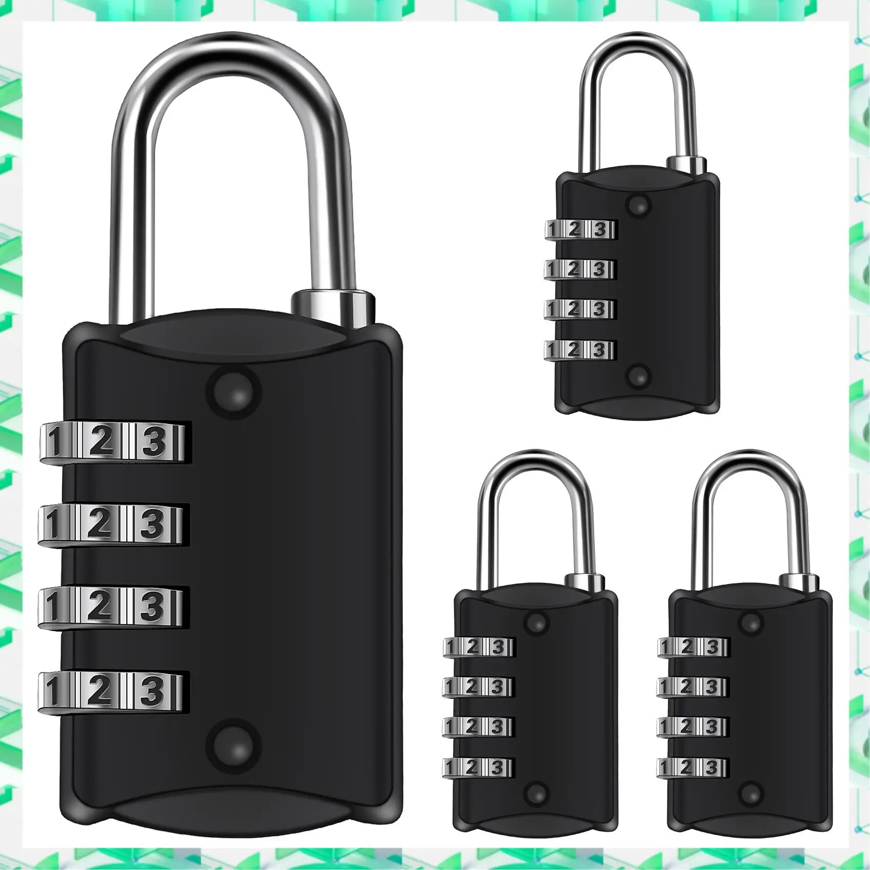 

3C Electron Combination-Padlock 4-Digit-Gym-Locker-Lock - 4 PCS Resettable Combo Lock For Toolbox School Employee Locker,Combina