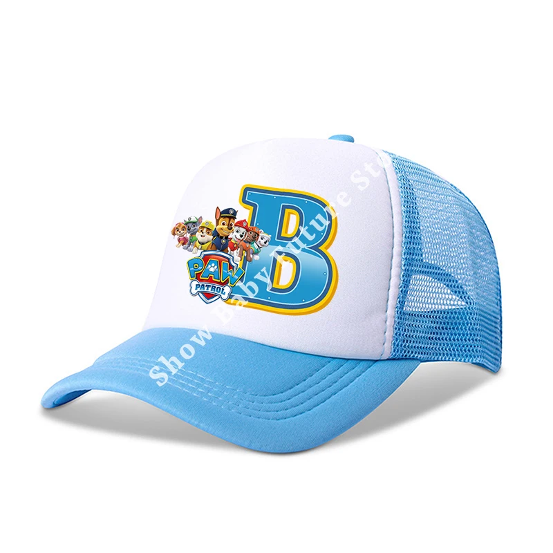 Paws Patrols Ragazzi Ragazze Cute Letter Berretti da baseball Bambini Cartoon Anime Cappello in rete traspirante Bambino Sunbonnet Regali di compleanno per bambini