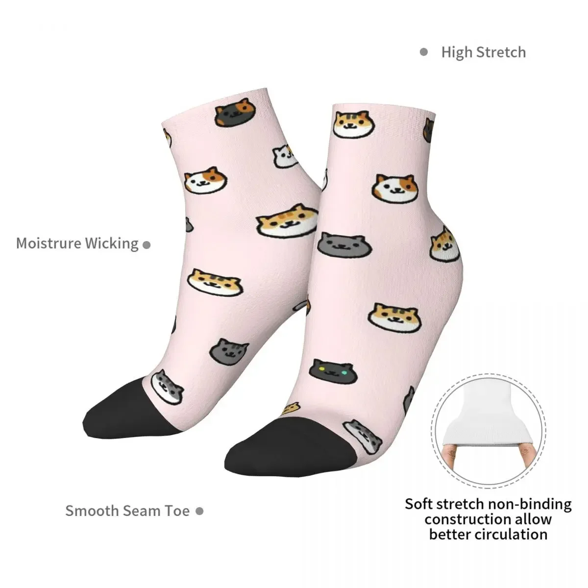 Носки Neko Portals Neko Atsume с кошками, чулки высокого качества в стиле Харадзюку, всесезонные носки, аксессуары для унисекс, рождественские подарки