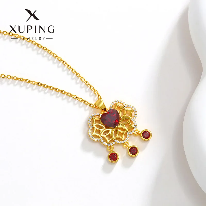 ShinyGold Luxury 24K 9999 Pure Gold Real Gold Women's Hollow Ruyi Ping An Lock Love Moissanite Pendant Necklace