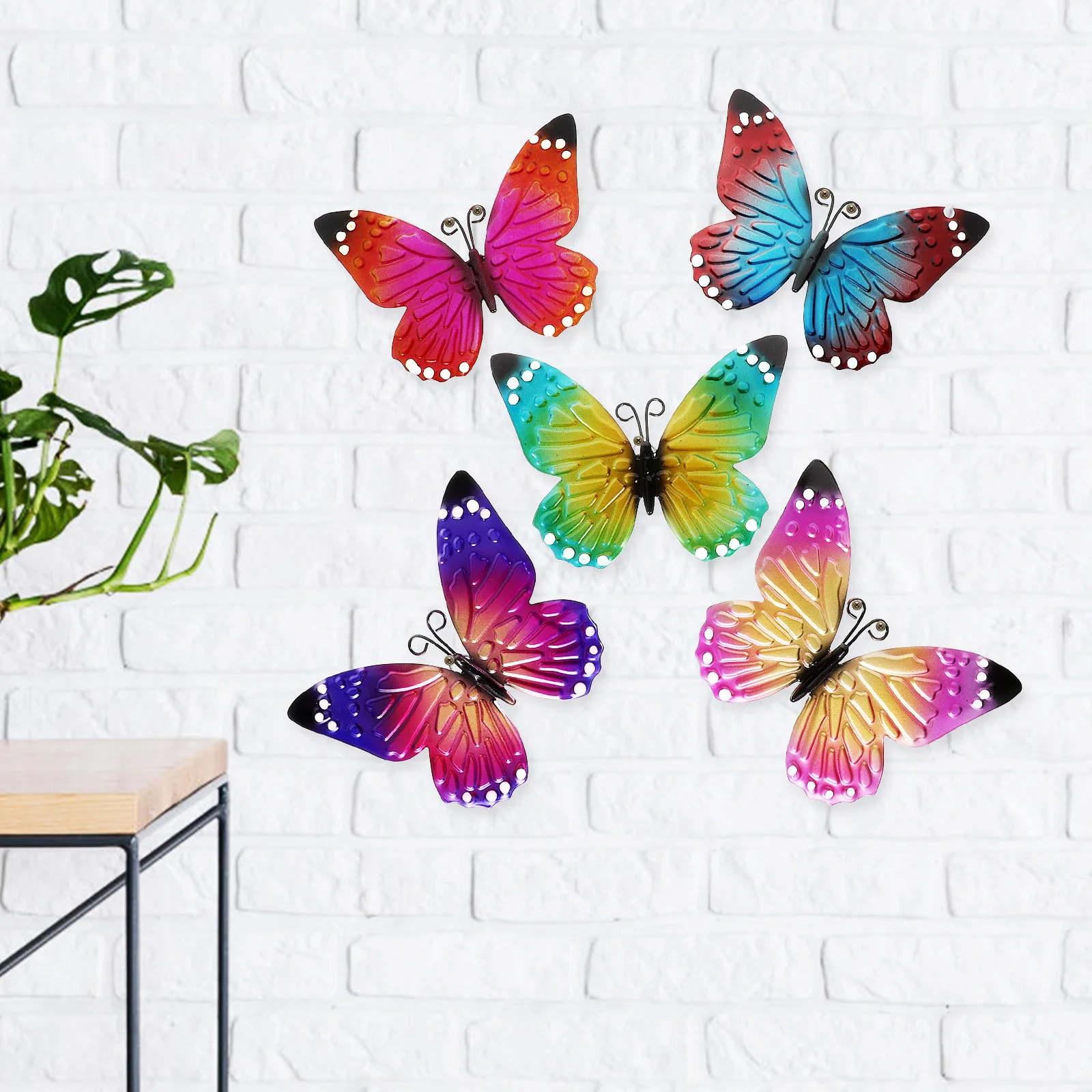 

5 Pcs Wall Art Outdoor Butterflies Decoration Decor Indoor Outdoor Wall Art Decor Hanging Decoration Stickers Realistic Natural
