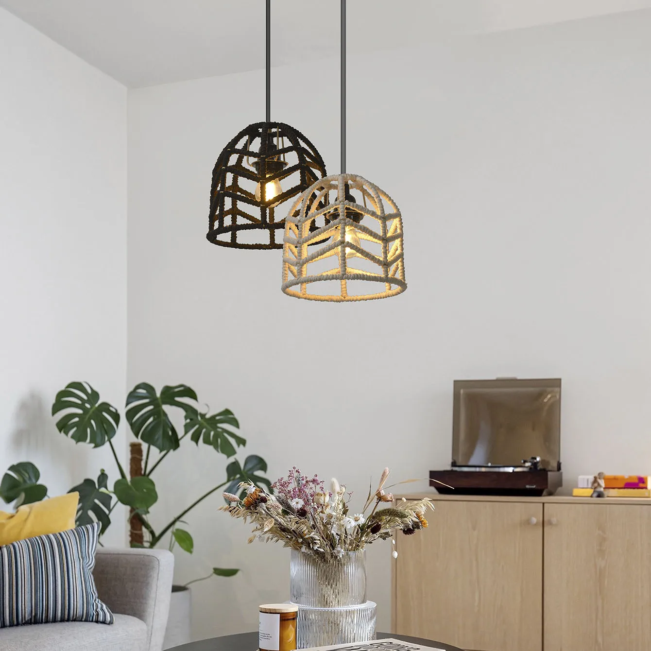 تركيب المصابيح ورقة اليدوية أنيقة الفنية الزخرفية قلادة مصباح المنسوجة الظل بوهو عاكس الضوء غطاء الإضاءة الإبداعية الفريدة