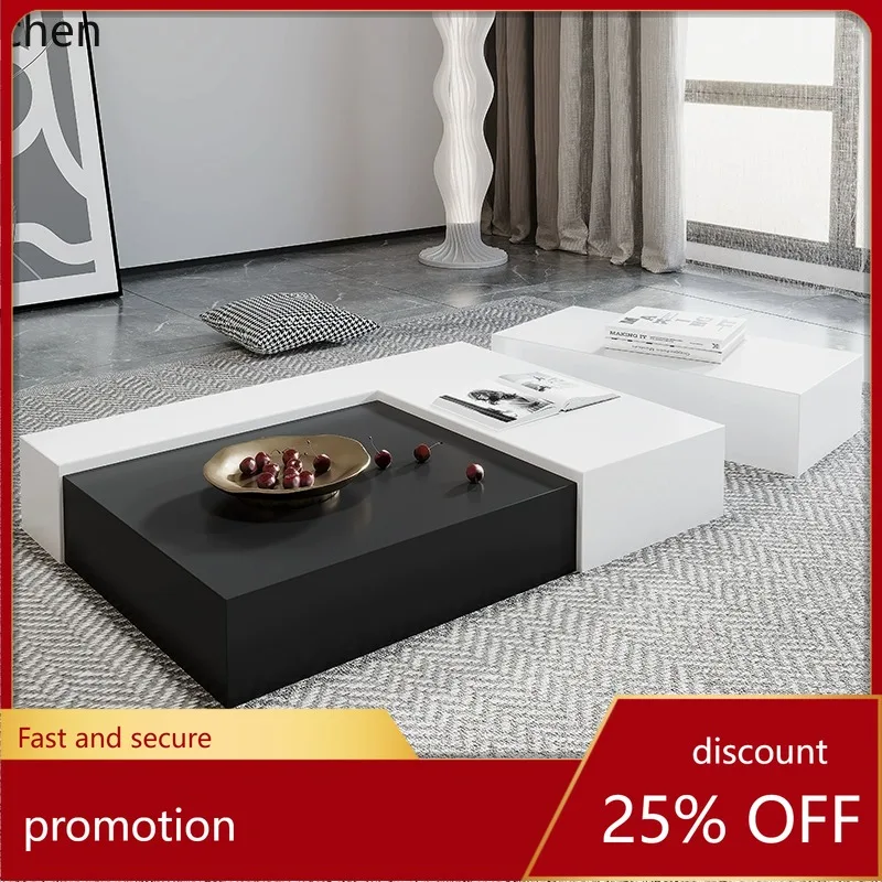 

ZML Rock Slab Coffee Table Floor TV Cabinet Combination Small Apartment Complete Modern Simple Square Side Table Rock Slab