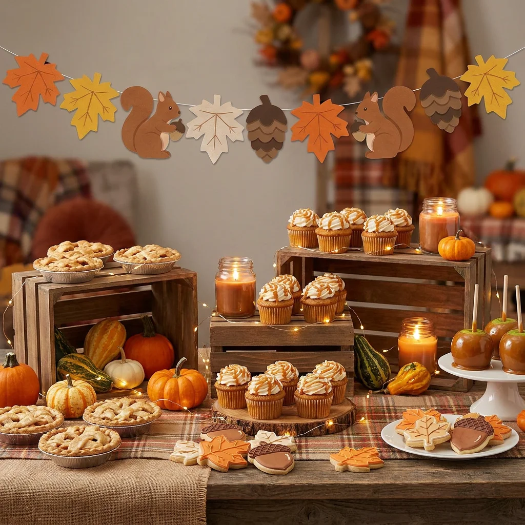 Fall Felt Pumpkin Pinecone Maple Leaf Garland Autumn Harvest Banner for Fireplace Mantel, Thanksgiving Home Decoration Halloween view 5