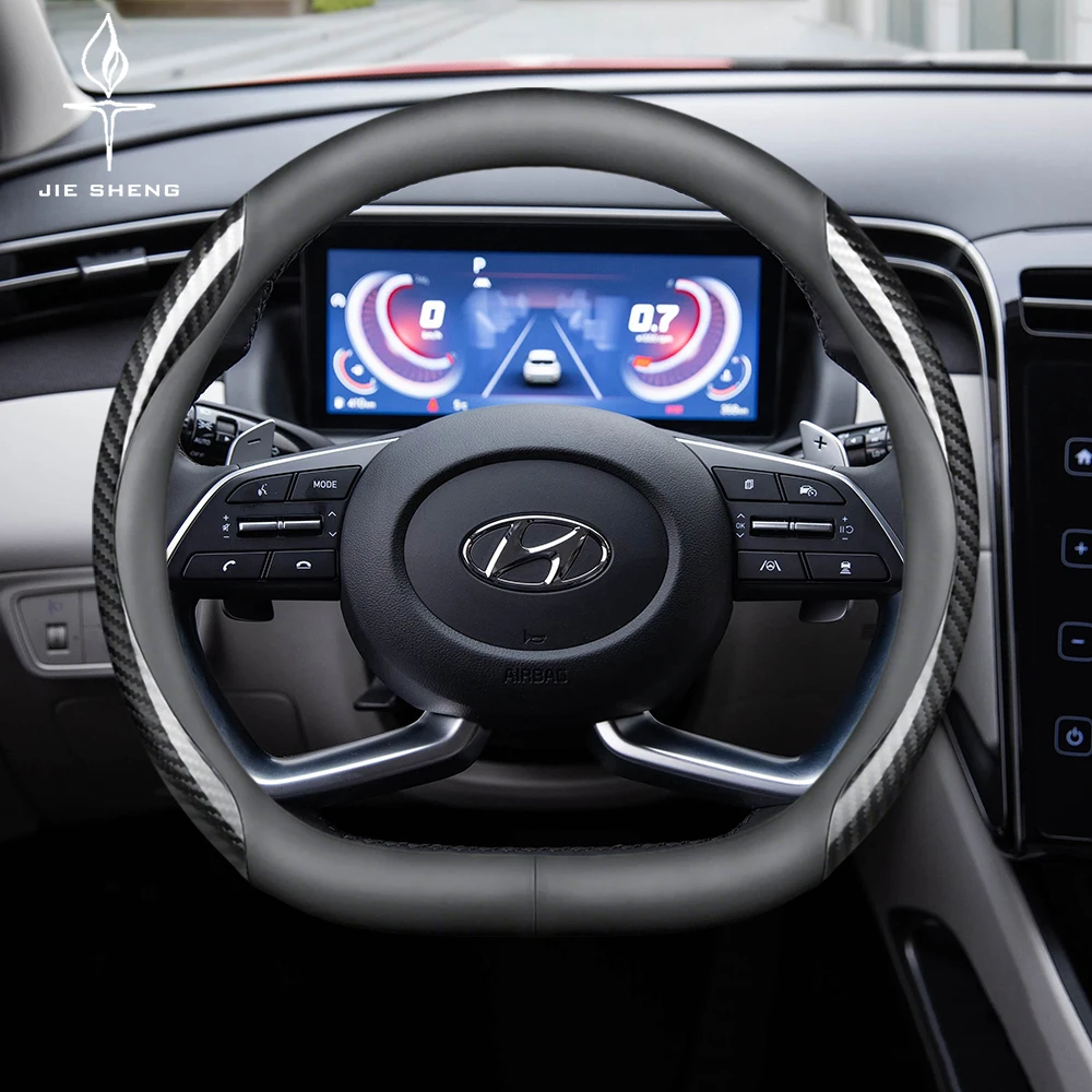 

Car Steering Wheel Cover For Hyundai I30 Tucson I20 Accent I10 I40 Kona Ix35 Grand Elantra Solaris Ix25 Carbon Fiber Leather