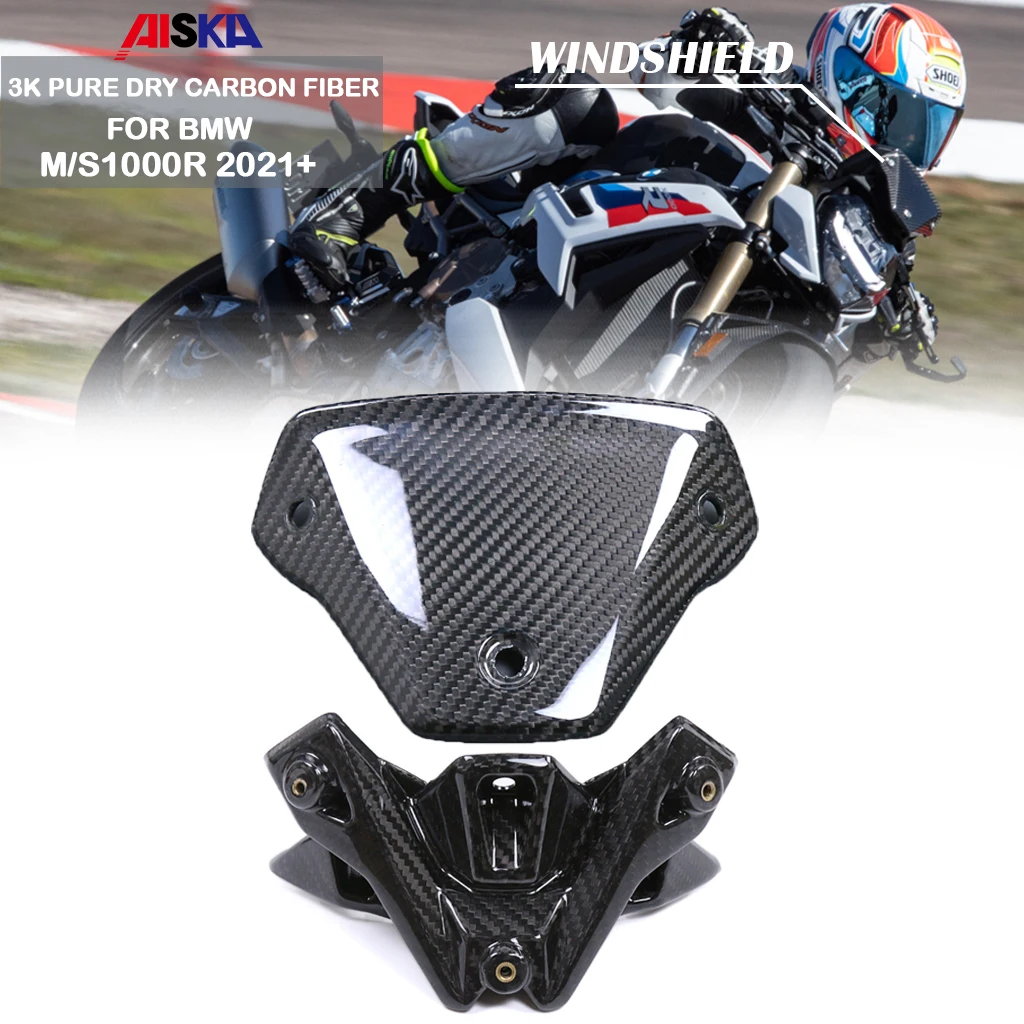 

3K Pure Dry Carbon Fibe Motorcycle Front Windshield Bracket Kit Small Front Cover Fairing For BMW M S1000R 2021 2022 2023 2024