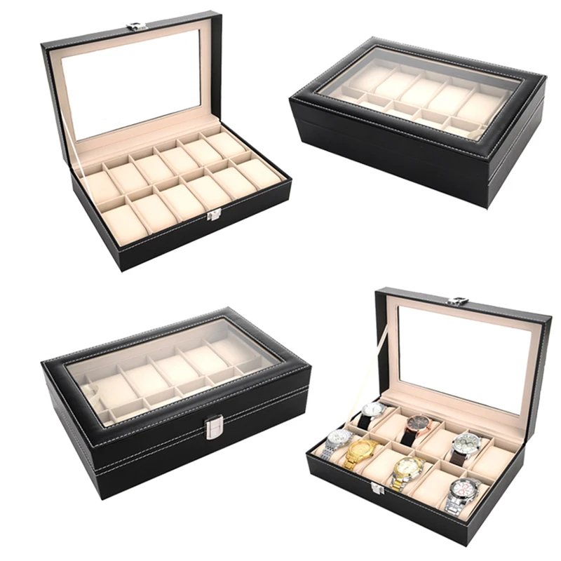 6/10/12 Slots Wrist Watch Box Watch Holder Storage Case Organizer PU Leather Watch Display Box regalos para hombre 30x20x8cm