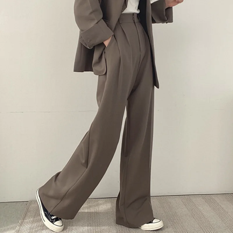 Women Spring Autumn High Waist Loose Premium Sag Casual Suit Pants Korean Fashion Versatile Summer Straight Leg Trousers NS5907