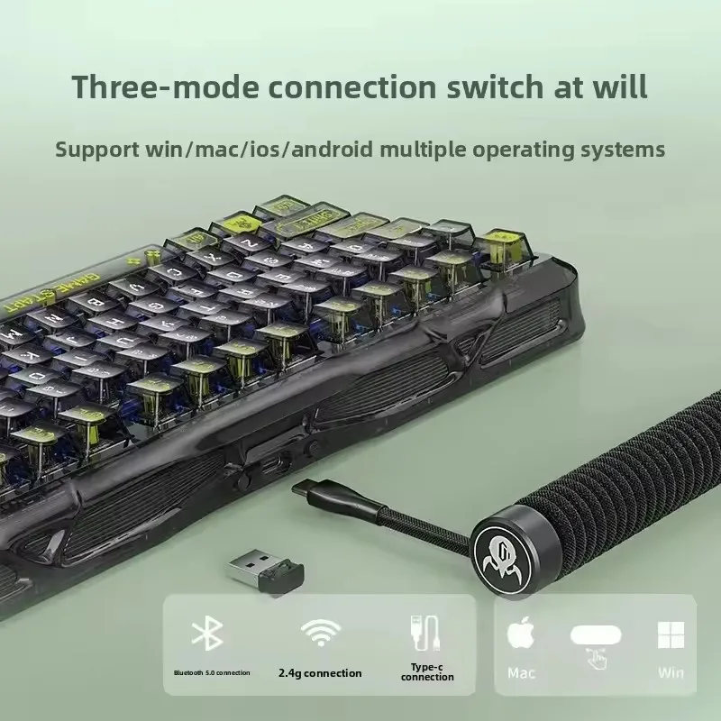 

GravaStar Cocoon-break 75 K1 LITE Механическая клавиатура Трехрежимная Bluetooth Беспроводная пользовательская прозрачная прокладка корпуса Игры с возможностью горячей замены