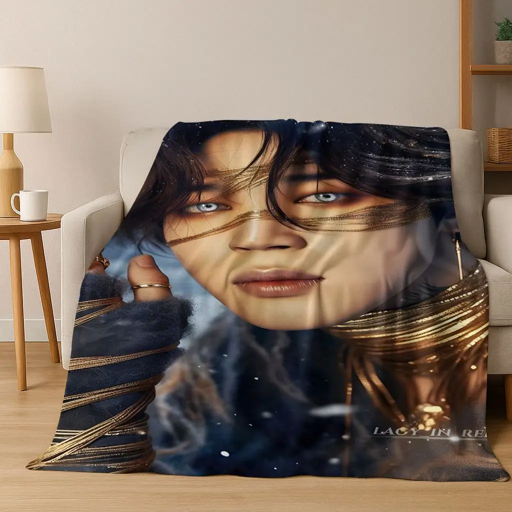 Cobertor de flanela 3d jimin solo kpop cantor, cobertor macio quente e aconchegante para casa, quarto, cama, sofá, piquenique, escritório, presente