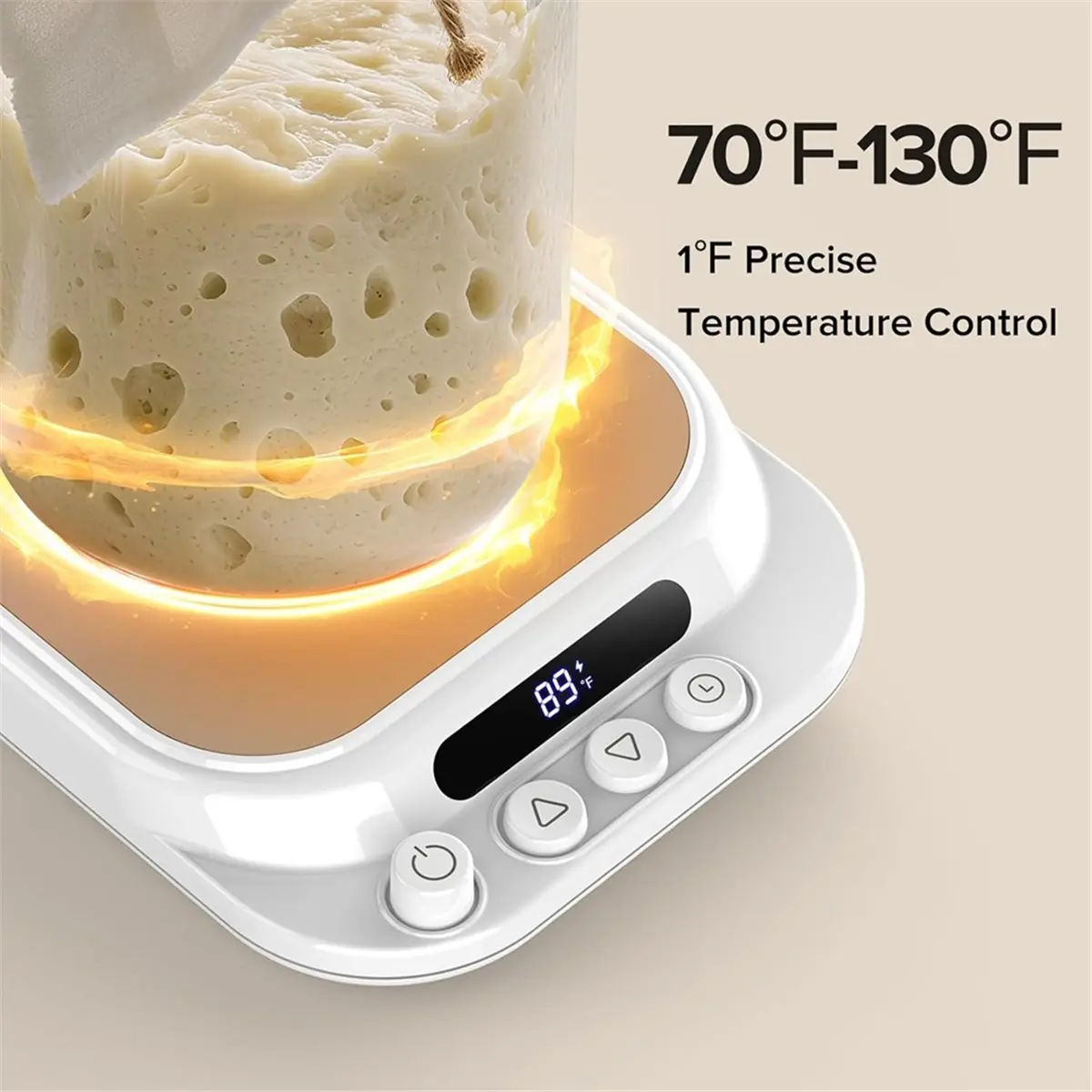 *ABKM Sourdough Starter Warmer(70-130°F),Temperature Control,24H Timer,Compatible with Flat/Concave Jar Bottom US Plug