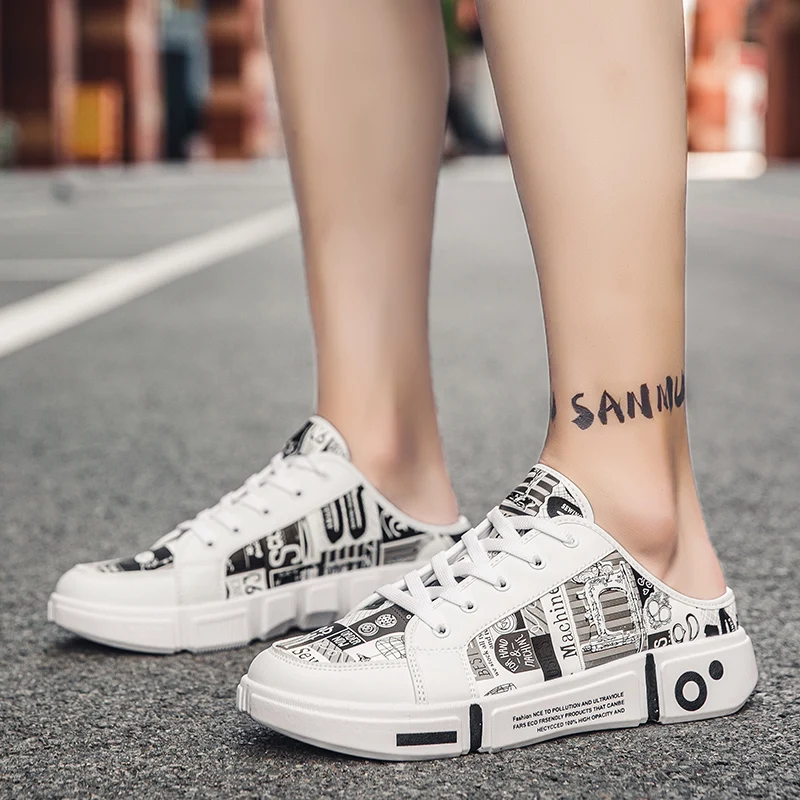 

Fujeak Men's Summer Slip-On Shoes Lazy Slippers round Toe Synthetic Leather Rabbit Fur Lined Casual Shoes Spring Autumn