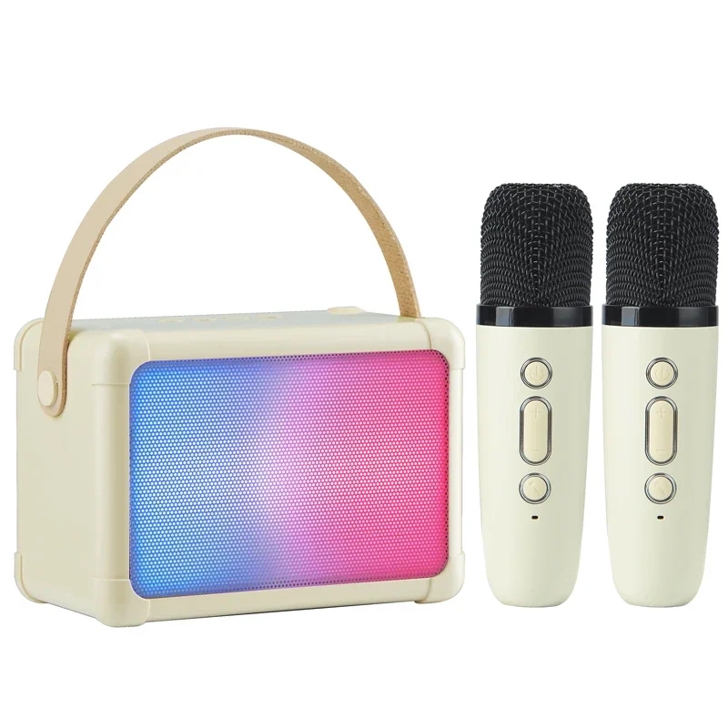 Portable Bluetooth Speaker Set with Microphone, Handheld Karaoke Microphone Retro Bluetooth Speaker for Home Karaoke Machines