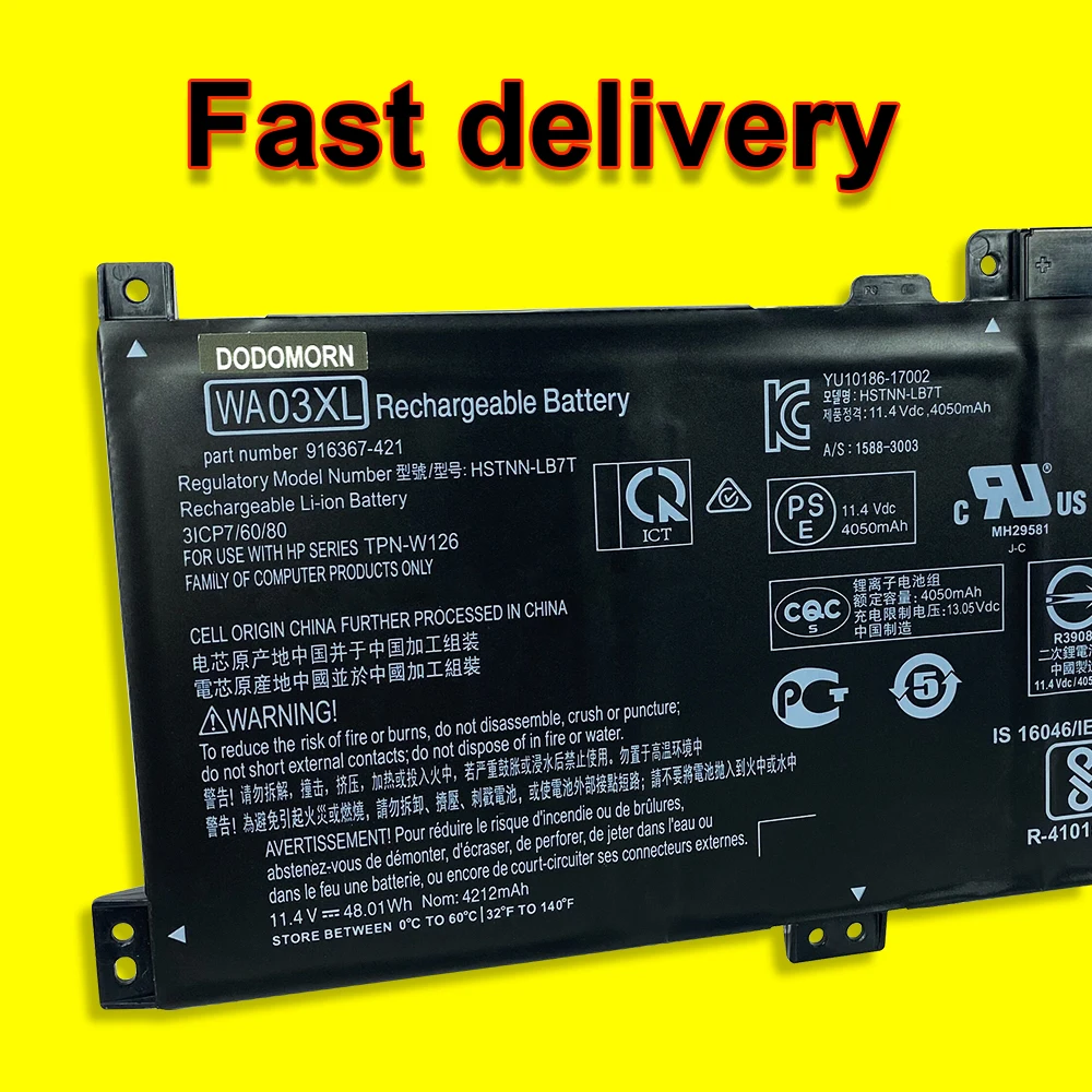 جديد WA03XL بطارية لجهاز HP بافيليون X360 15-BR040NZ BR052OD BR068CL BR001TX BR012UR BR076NR 11.4V 48wh