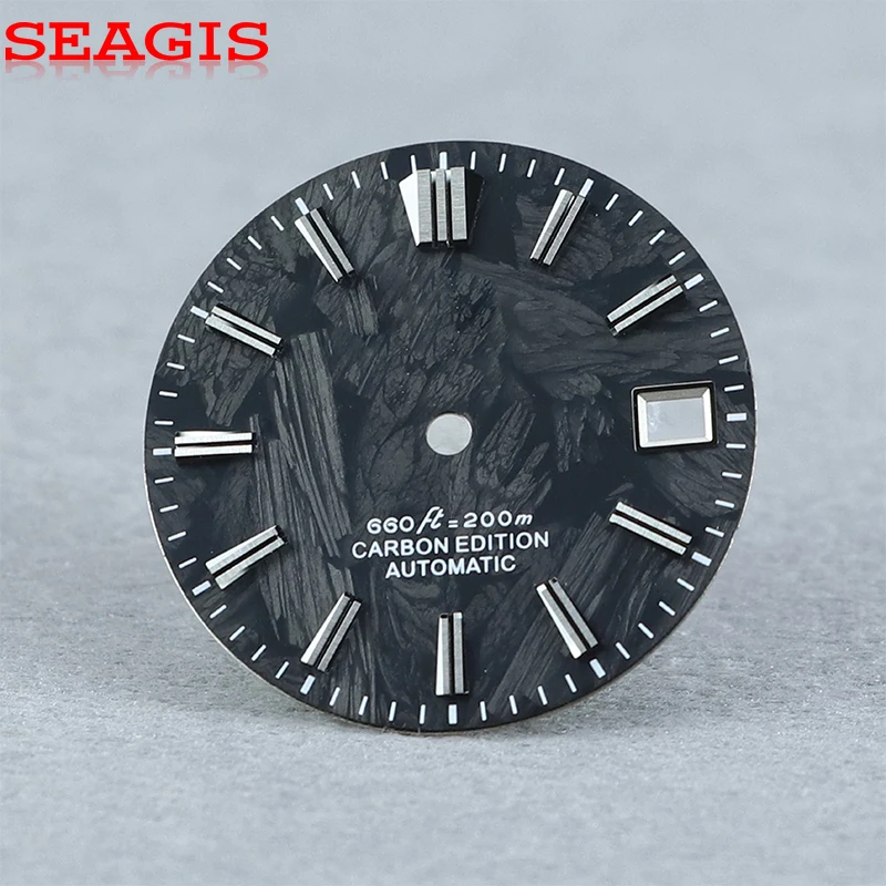 

SEAGIS, циферблат из углеродного волокна, матовый черный, 28,5 мм, механизм NH35, без люминесцентного покрытия, без логотипа, индивидуальный циферблат для модификации часов GS.
