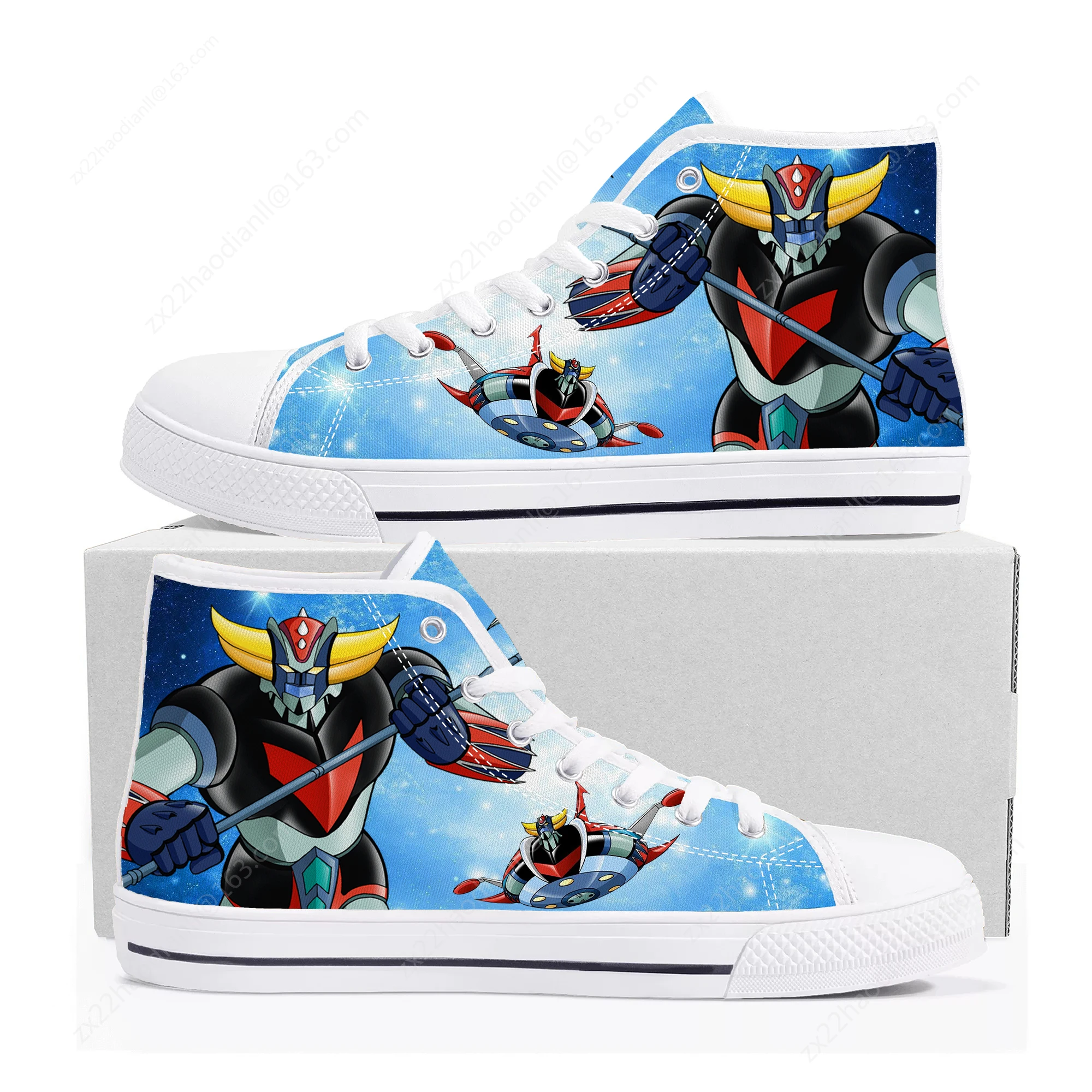 Hot Cartoon UFO Robot Grendizer High Top Sneakers High Quality Men Women Teenager Canvas Sneaker Casual Couple Shoes Custom Shoe