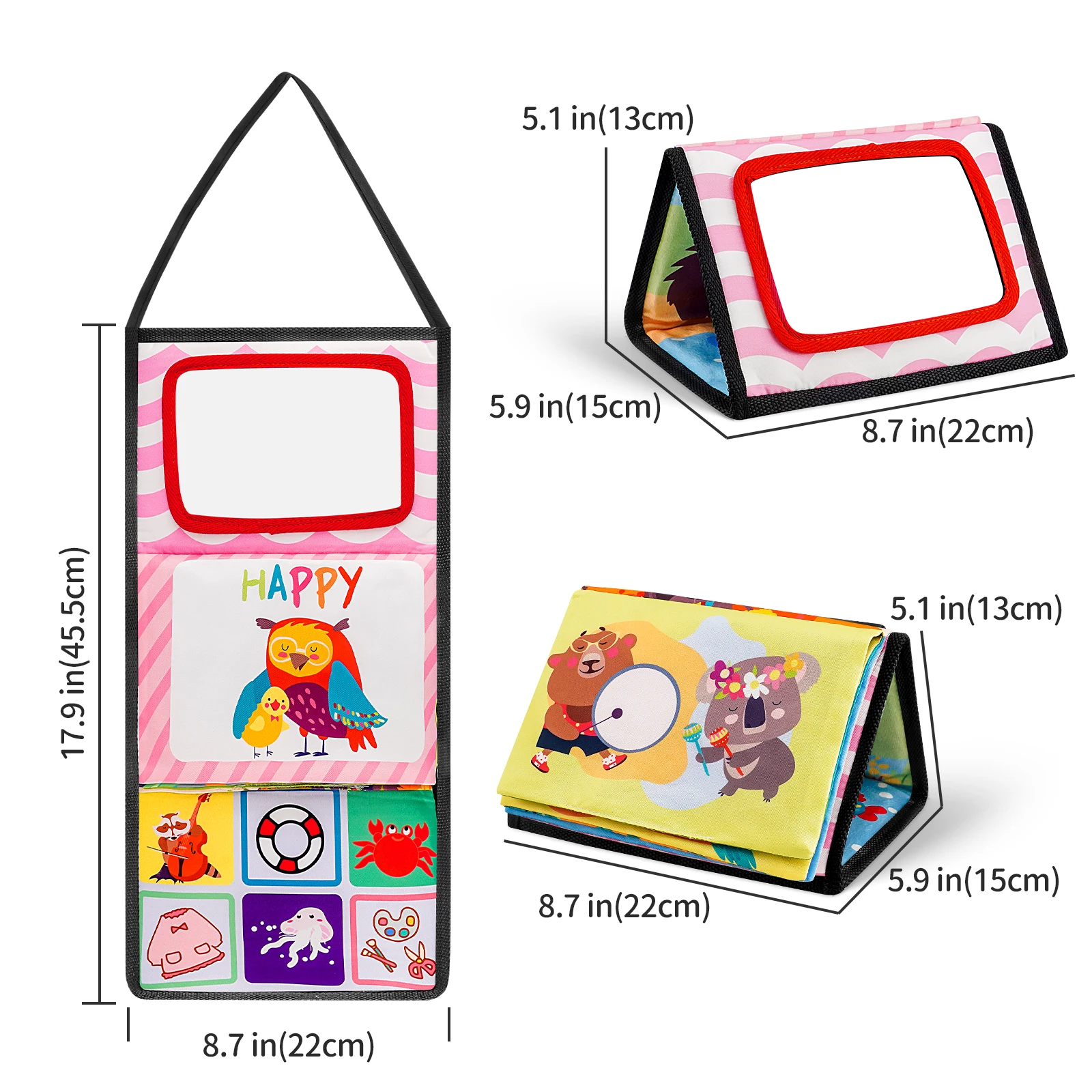 Zwart-wit pasgeboren spiegelspeelgoed BabyTummy Time voor baby's Montessori Development Crawl Hoog contrast ActivitySensory Toy
