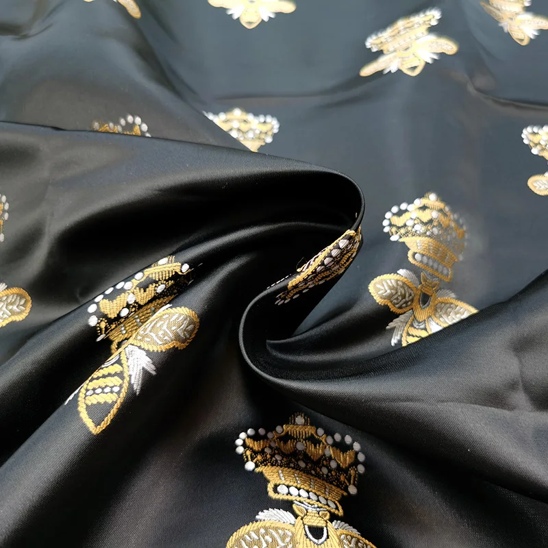 Crown Little Bee Yarn Dyed Jacquard Brocade Fabric Suit Dress Trench Fashion Design Sewing Cloth Wholesale Material by the Meter