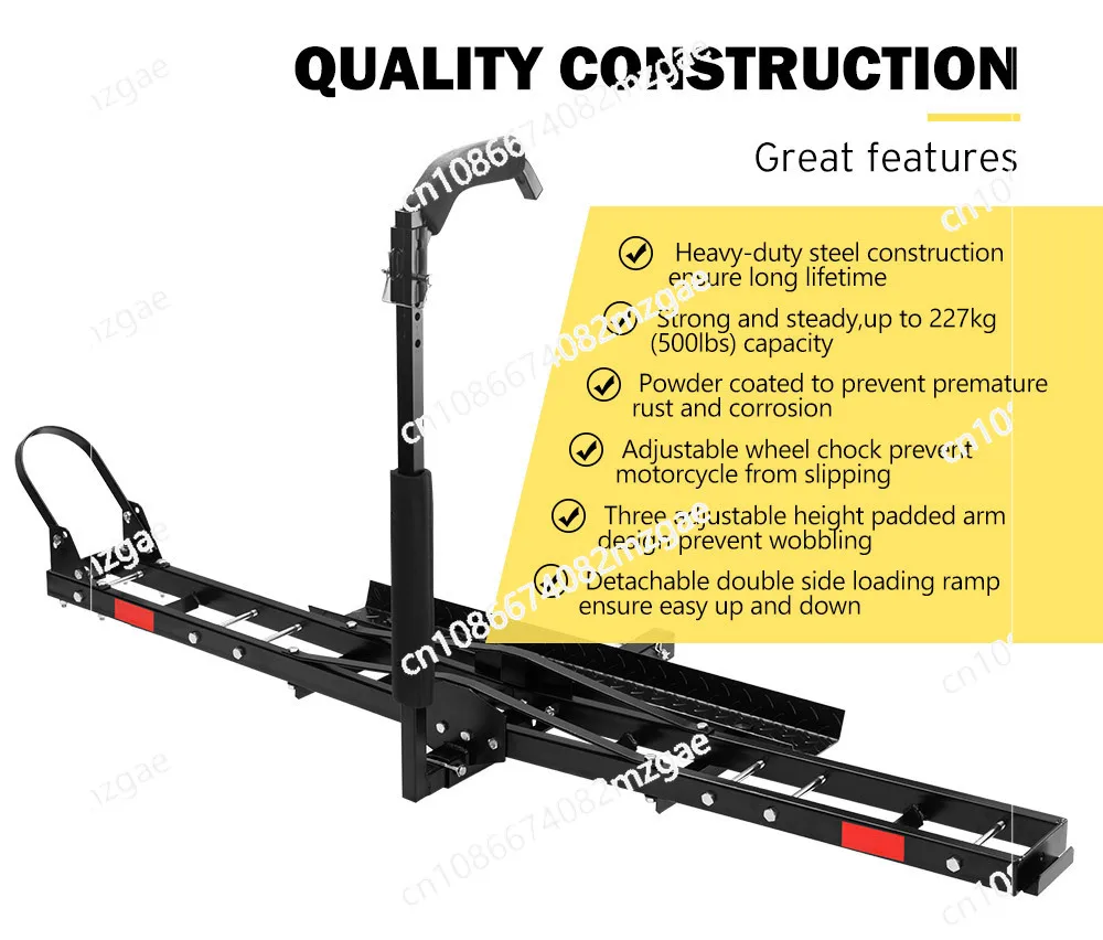 227KG Capacity Motorcycle Fixing Frame with Wheel Stop & Fixed Rod for Outdoor Use and Car Rear Motorcycle Rack System