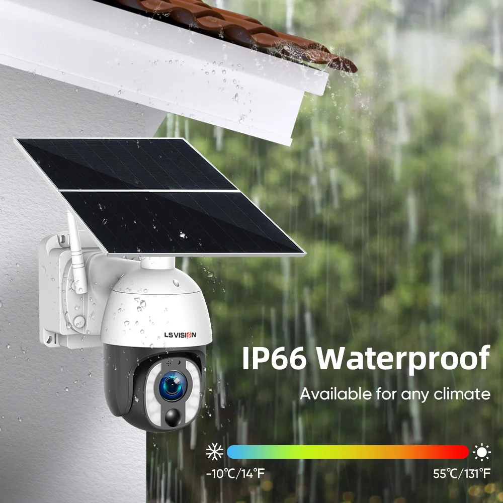 LS VISION 8MP 24/7 Hours Recording Solar Camera 4K 4G 20X Optical Zoom WiFi PTZ Auto Tracking CCTV Cameras with 20W Solar Panel