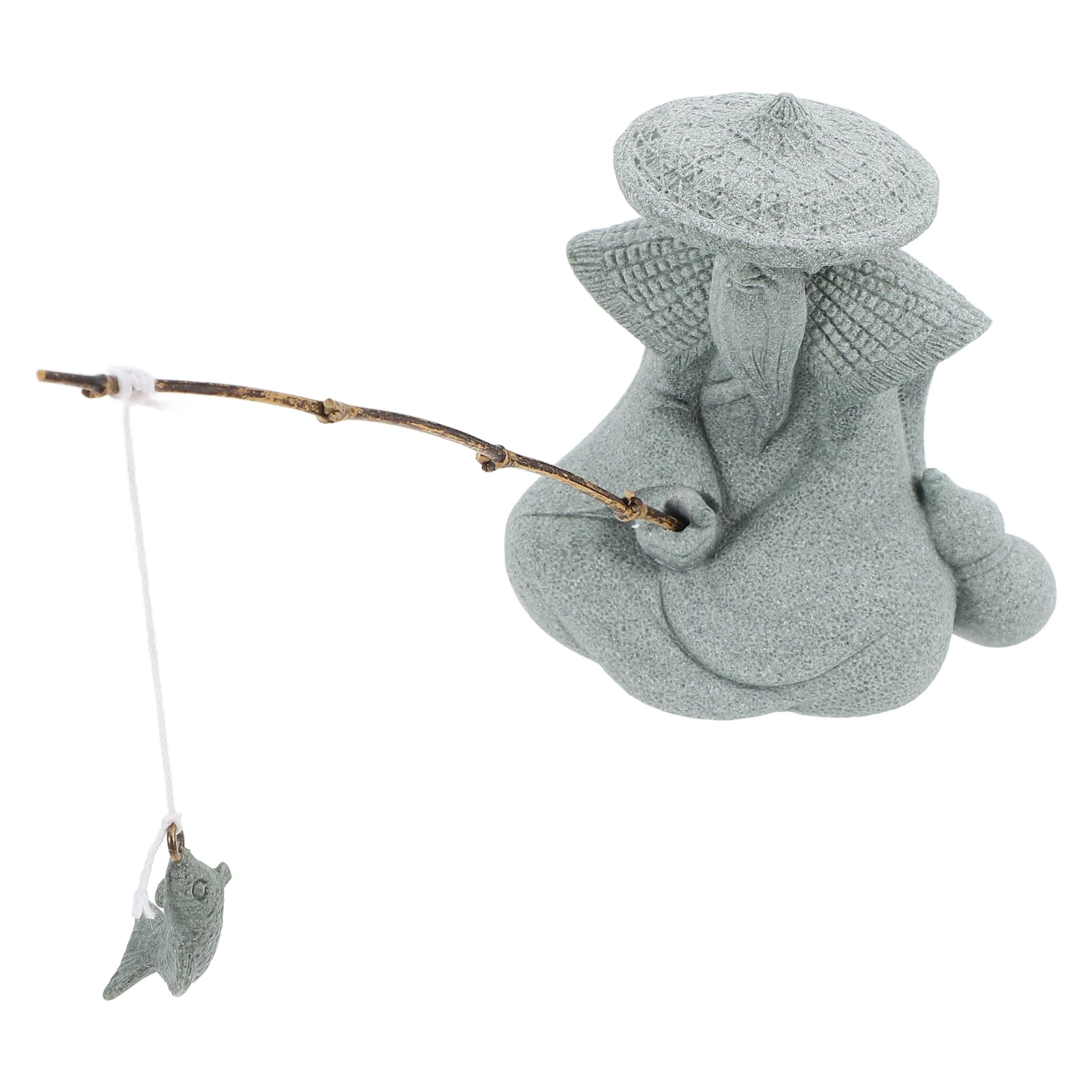 

1pc Fishing Statue Decor Fisherman Figurine Garden Aquarium Fisherman Statue For Outdoor Bonsai Fish Tank Decor Outdoor Statues