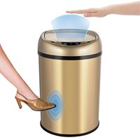 6L/8L/12L Stainless Steel Smart Sensor Trash Can Infrared Motion Sensor Trash Can Gold Garbage Can with Lid for Kitchen Bathroom