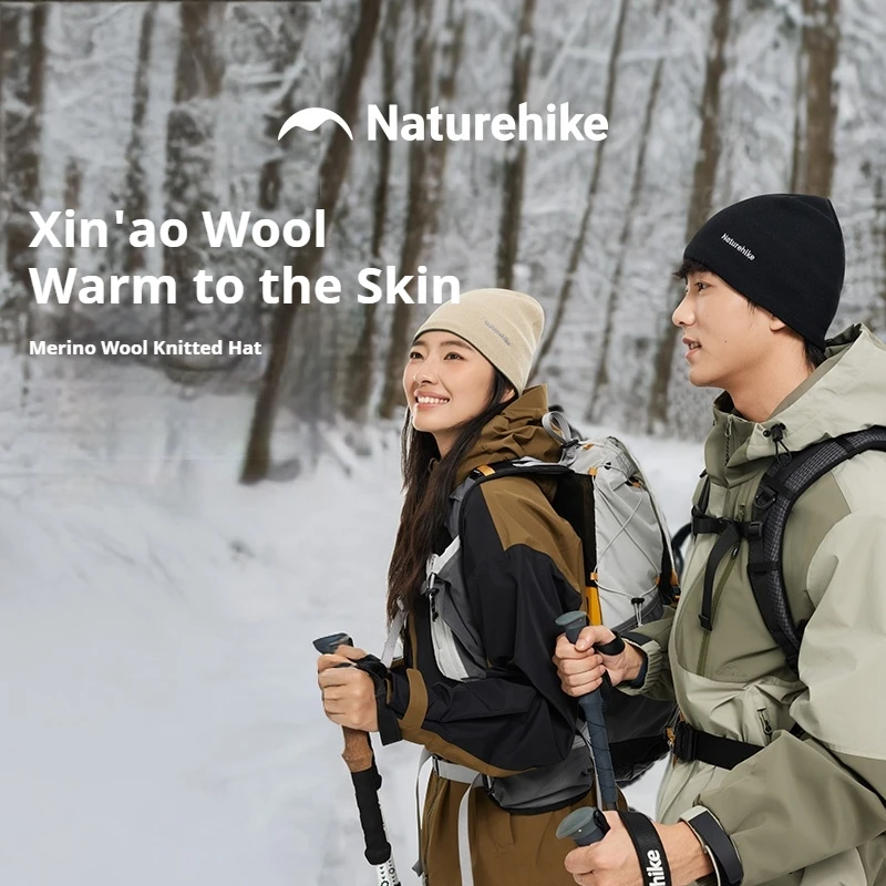 

Naturehike, новинка 2025, вязаная шапка из мериносовой шерсти, унисекс для пеших прогулок и альпинизма, теплая вязаная шапка для улицы, расширенная защита ушей