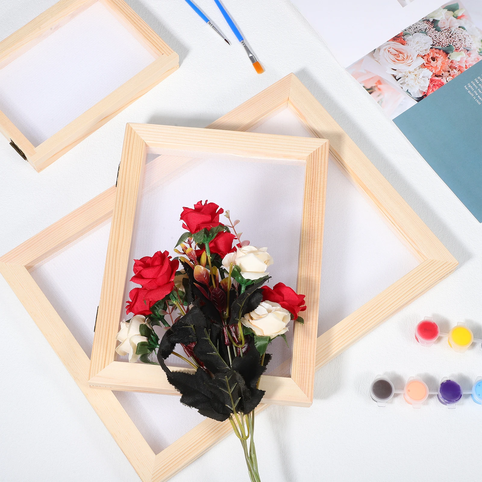 

1 set Double-layer Frame Kit A4 A5 A6 Wood Paper Making Supplies Craft Diy Wooden Frame Screen Homemade Decorative Sheet