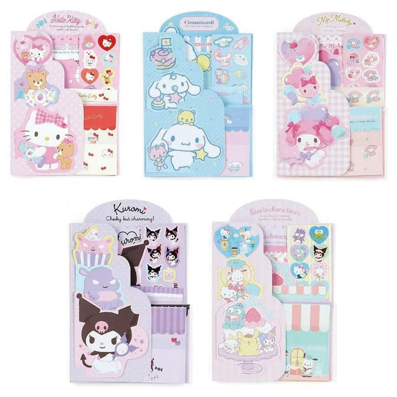 Imagem -02 - Sanrio Melody Cinnamoroll Envelope Grupo Cartoon Kitty Festival Mensagem Cartão Memo Pad Material Escolar Kids Gift 10 Conjuntos por Lote