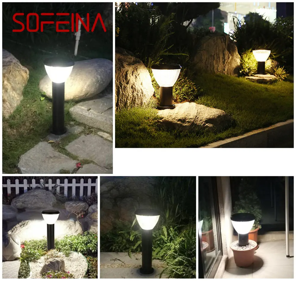 

SOFEINA Modern Outdoor Solar Lawn Lamp Fixtures LED Waterproof Patio Garden Light for Home Porch Villa