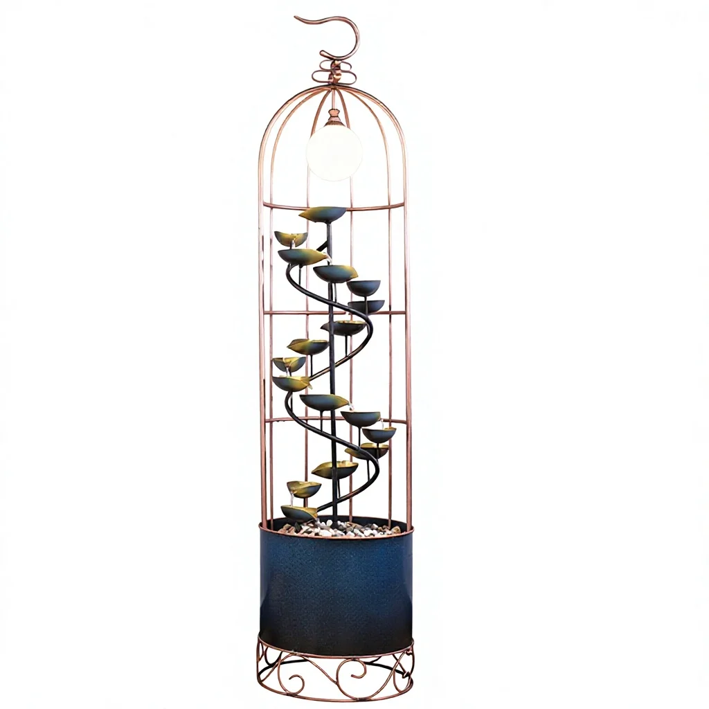 xx-New Chinese-style Iron Flowing Water Ornament for Living Room Indoor Use-Decorative Screen Placement