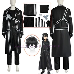 Kazuto Kirigaya Cosplay Anime Sword Art Online Costume Jacket Shirt Pants trench Kirito Uniform Wig Suit Party Outfit for Man